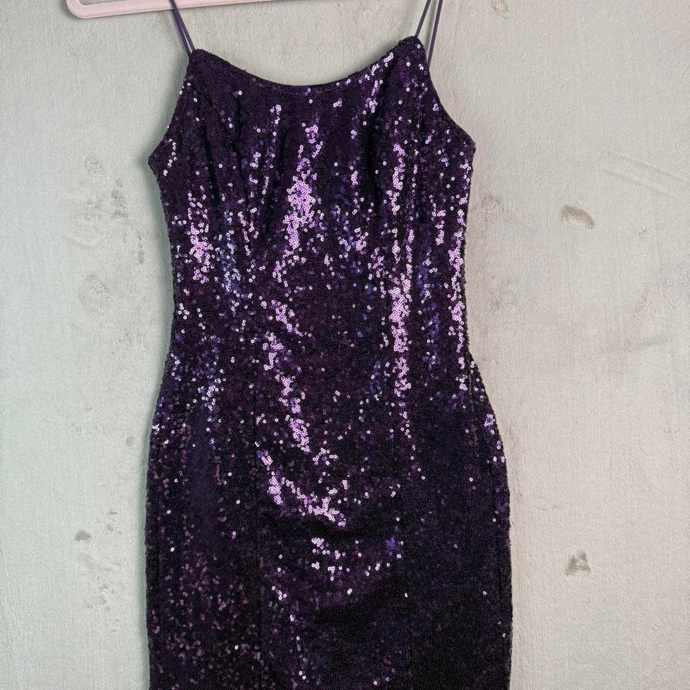 Lulus Purple Sequin Mini Dress Bodycon Cocktail Party Club Dress Small Great